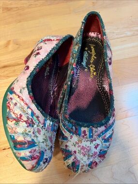Irregular Choice Pink & Teal Floral Union Jack Heart/Patchwork low heel 38